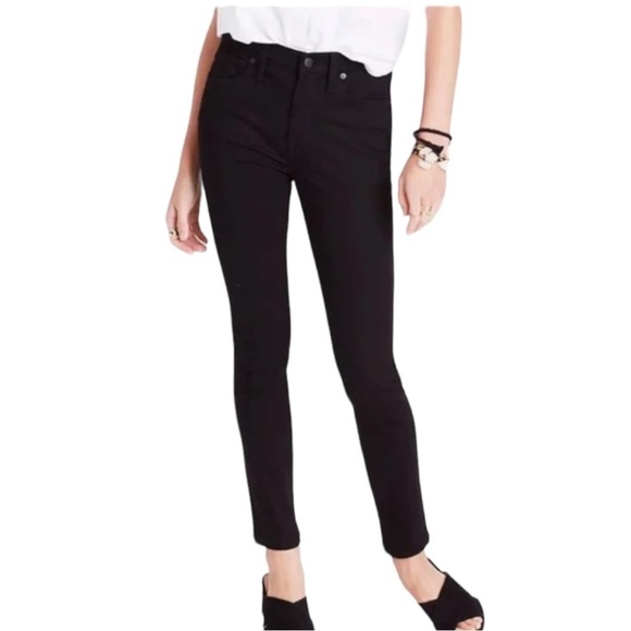 MADEWELL 9” High Rise Skinny Cotton Pants in Classic Black Size 28 - Picture 1 of 11